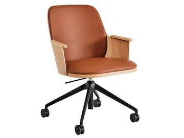 SANDER CONFERENCE - Trestle-based height-adjustable leather chair with castors by Karl Andersson - view 2